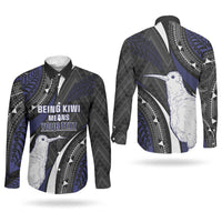 Personalised New Zealand Kiwi Couples Matching Short Sleeve Bodycon Dress and Long Sleeve Button Shirt Silver Fern Tribal Pattern
