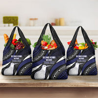 Personalised New Zealand Kiwi Grocery Bag Silver Fern Tribal Pattern