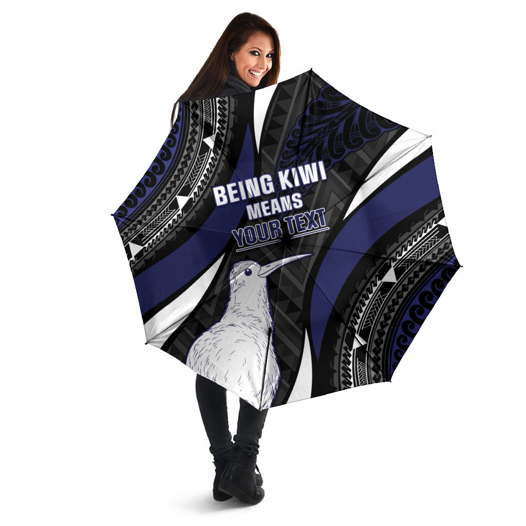 Personalised New Zealand Kiwi Umbrella Silver Fern Tribal Pattern DT05 - Polynesian Pride