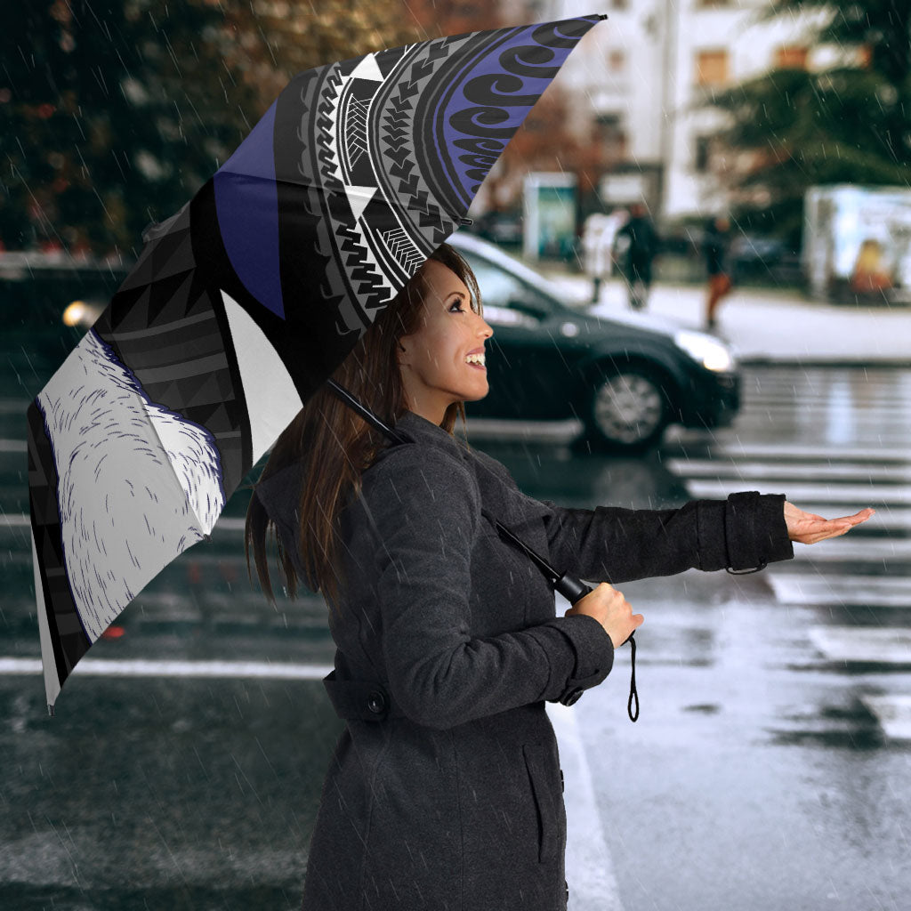 Personalised New Zealand Kiwi Umbrella Silver Fern Tribal Pattern DT05 - Polynesian Pride