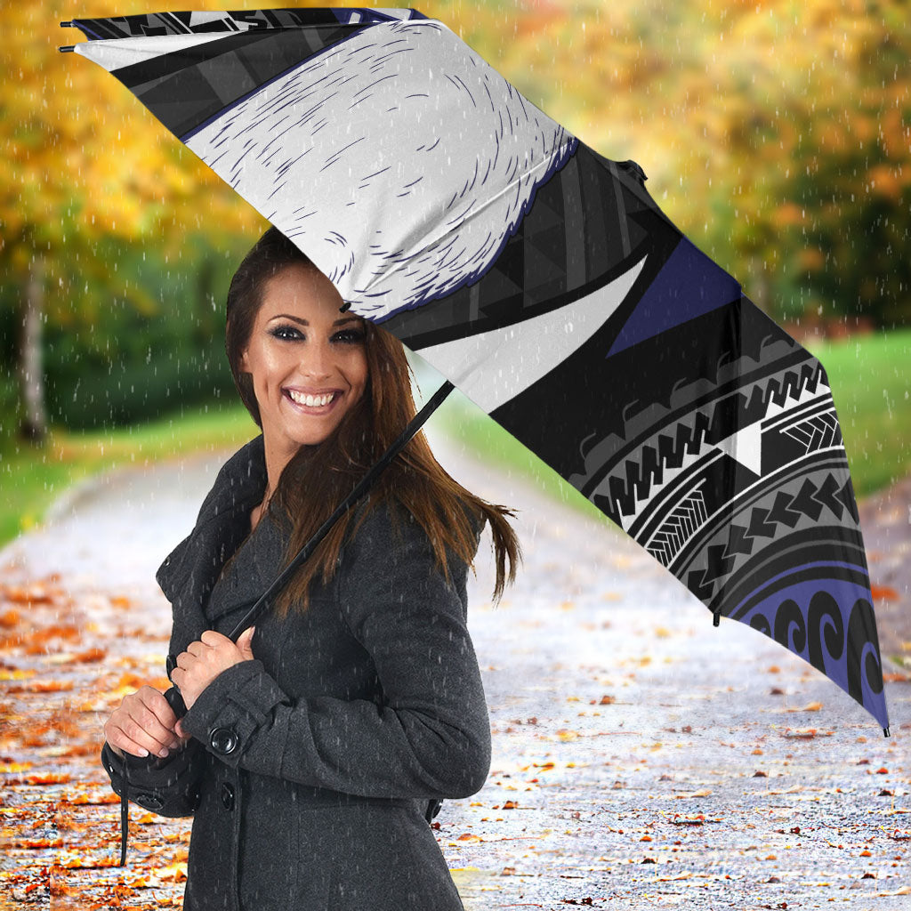 Personalised New Zealand Kiwi Umbrella Silver Fern Tribal Pattern DT05 - Polynesian Pride