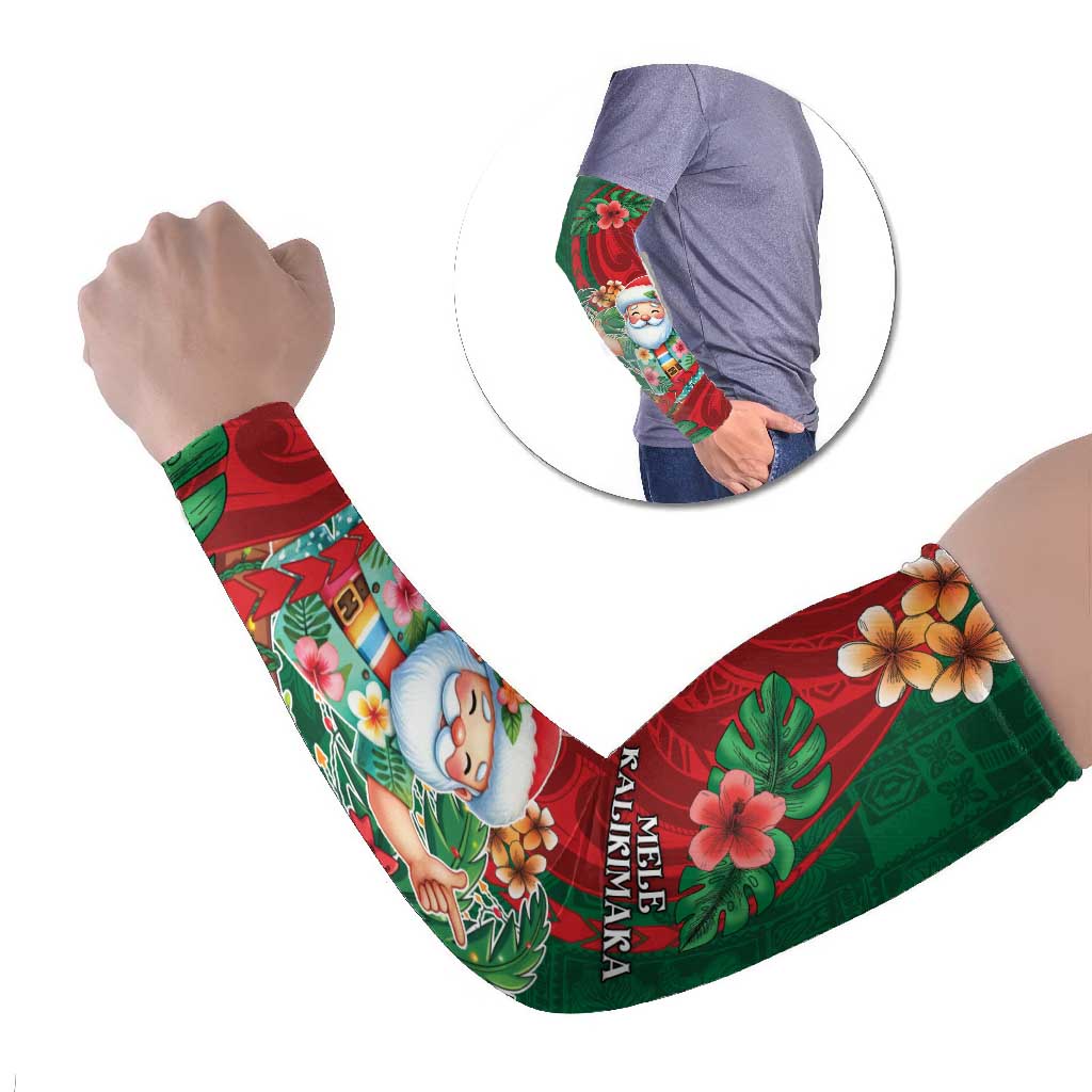Hawaii Christmas Arm Sleeves Mele Kalikimaka Funny Hawaiian Santa DT05 Set of 2 Green - Polynesian Pride