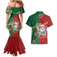 Hawaii Christmas Couples Matching Mermaid Dress and Hawaiian Shirt Mele Kalikimaka Funny Hawaiian Santa DT05 - Polynesian Pride
