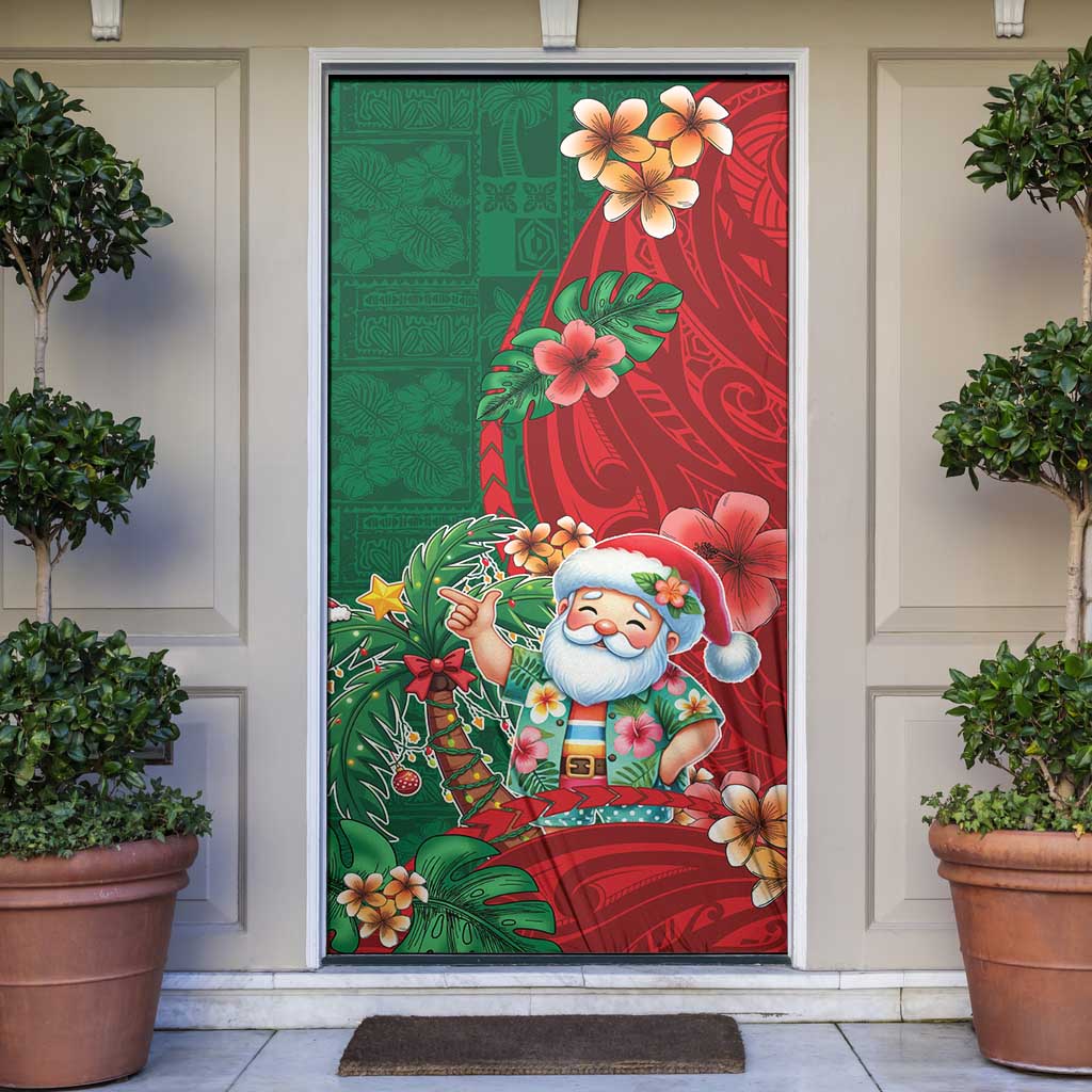 Hawaii Christmas Door Cover Mele Kalikimaka Funny Hawaiian Santa DT05 Green - Polynesian Pride