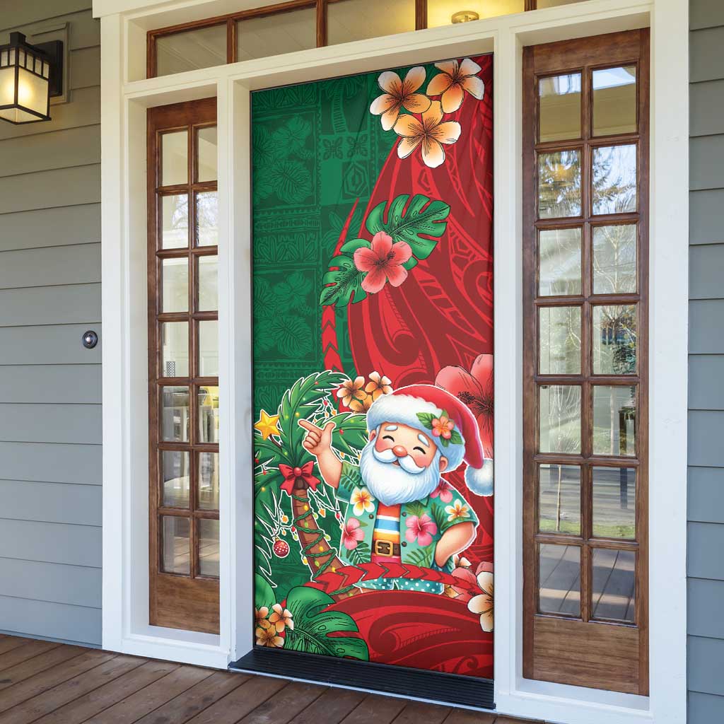 Hawaii Christmas Door Cover Mele Kalikimaka Funny Hawaiian Santa - Polynesian Pride