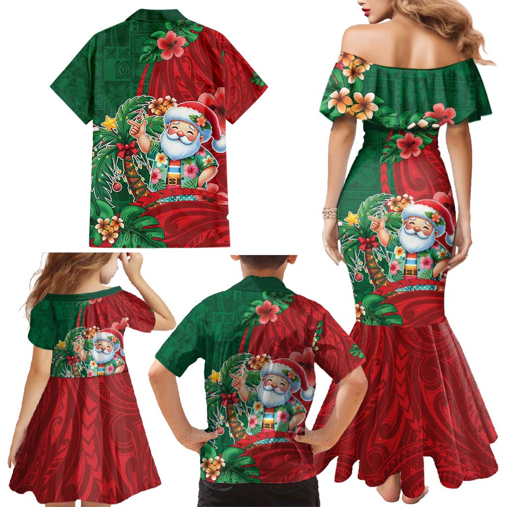 Hawaii Christmas Family Matching Mermaid Dress and Hawaiian Shirt Mele Kalikimaka Funny Hawaiian Santa DT05 - Polynesian Pride