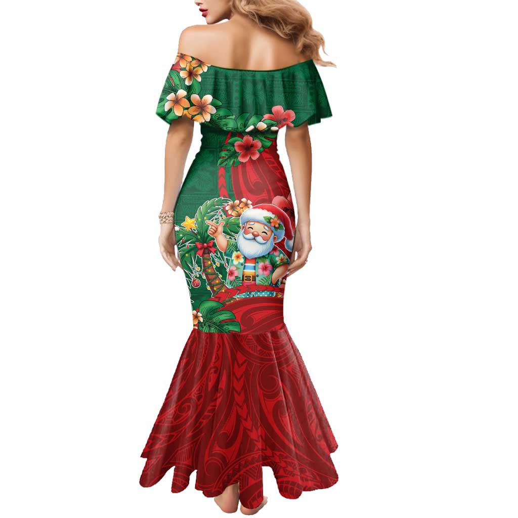Hawaii Christmas Family Matching Mermaid Dress and Hawaiian Shirt Mele Kalikimaka Funny Hawaiian Santa DT05 - Polynesian Pride