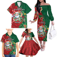 Hawaii Christmas Family Matching Off The Shoulder Long Sleeve Dress and Hawaiian Shirt Mele Kalikimaka Funny Hawaiian Santa DT05 - Polynesian Pride