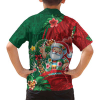 Hawaii Christmas Family Matching Off Shoulder Short Dress and Hawaiian Shirt Mele Kalikimaka Funny Hawaiian Santa DT05 - Polynesian Pride