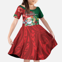 Hawaii Christmas Family Matching Puletasi and Hawaiian Shirt Mele Kalikimaka Funny Hawaiian Santa DT05 Daughter's Dress Green - Polynesian Pride