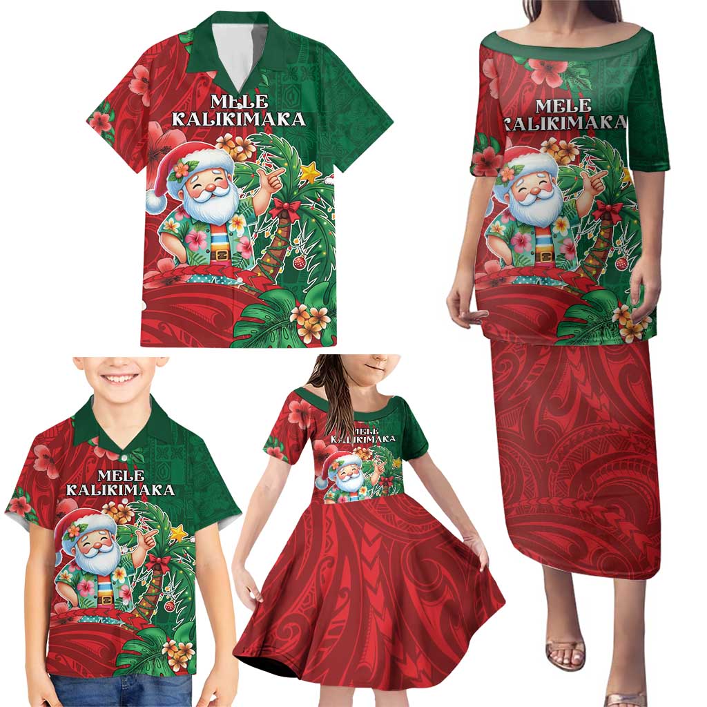 Hawaii Christmas Family Matching Puletasi and Hawaiian Shirt Mele Kalikimaka Funny Hawaiian Santa DT05 - Polynesian Pride