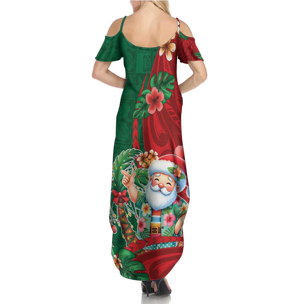 Hawaii Christmas Family Matching Summer Maxi Dress and Hawaiian Shirt Mele Kalikimaka Funny Hawaiian Santa DT05 - Polynesian Pride