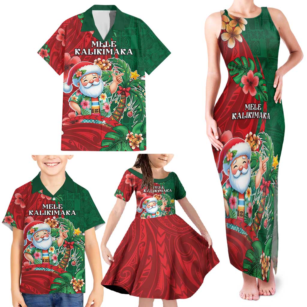 Hawaii Christmas Family Matching Tank Maxi Dress and Hawaiian Shirt Mele Kalikimaka Funny Hawaiian Santa DT05 - Polynesian Pride