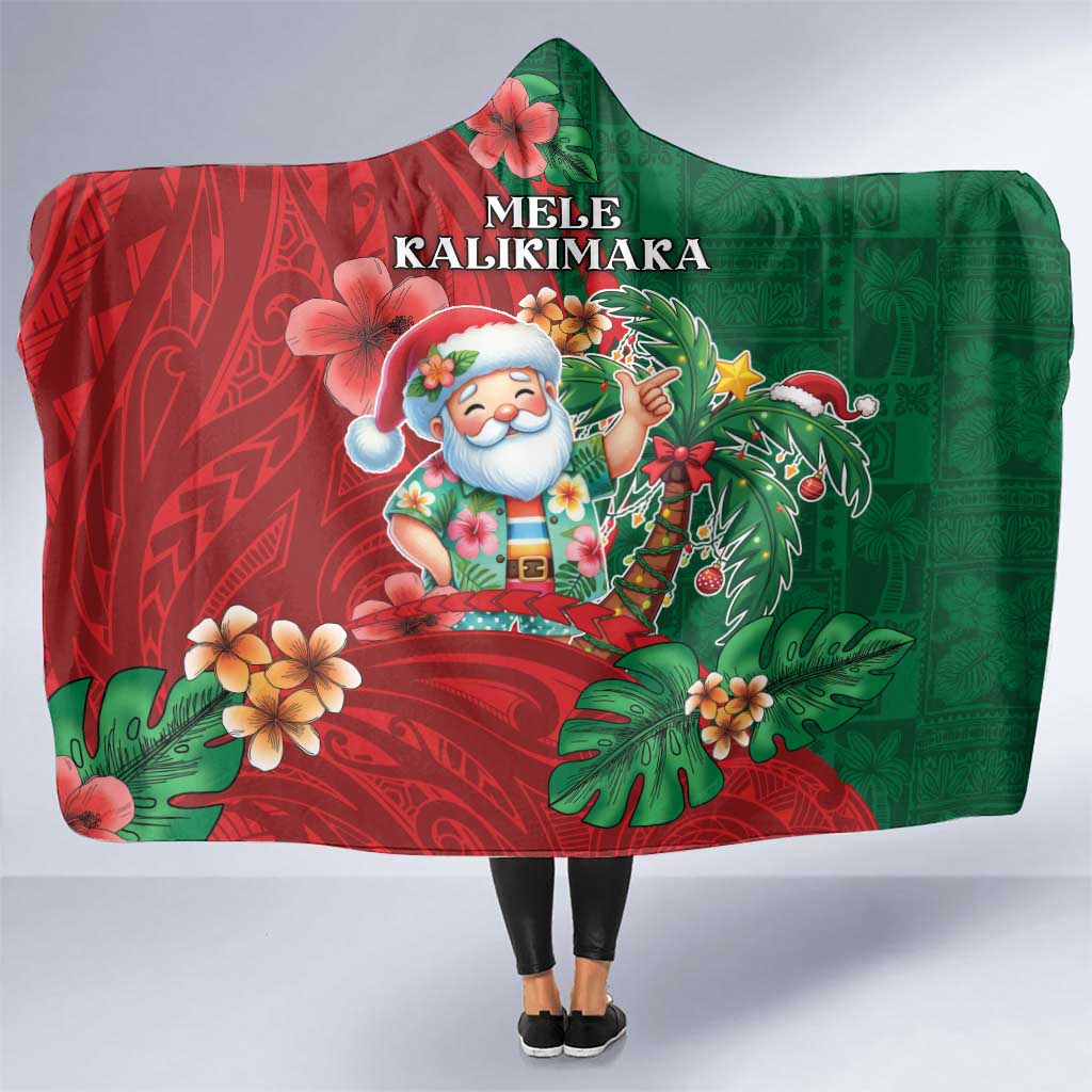 Hawaii Christmas Hooded Blanket Mele Kalikimaka Funny Hawaiian Santa DT05 One Size Green - Polynesian Pride