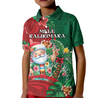 Hawaii Christmas Kid Polo Shirt Mele Kalikimaka Funny Hawaiian Santa DT05 Kid Green - Polynesian Pride