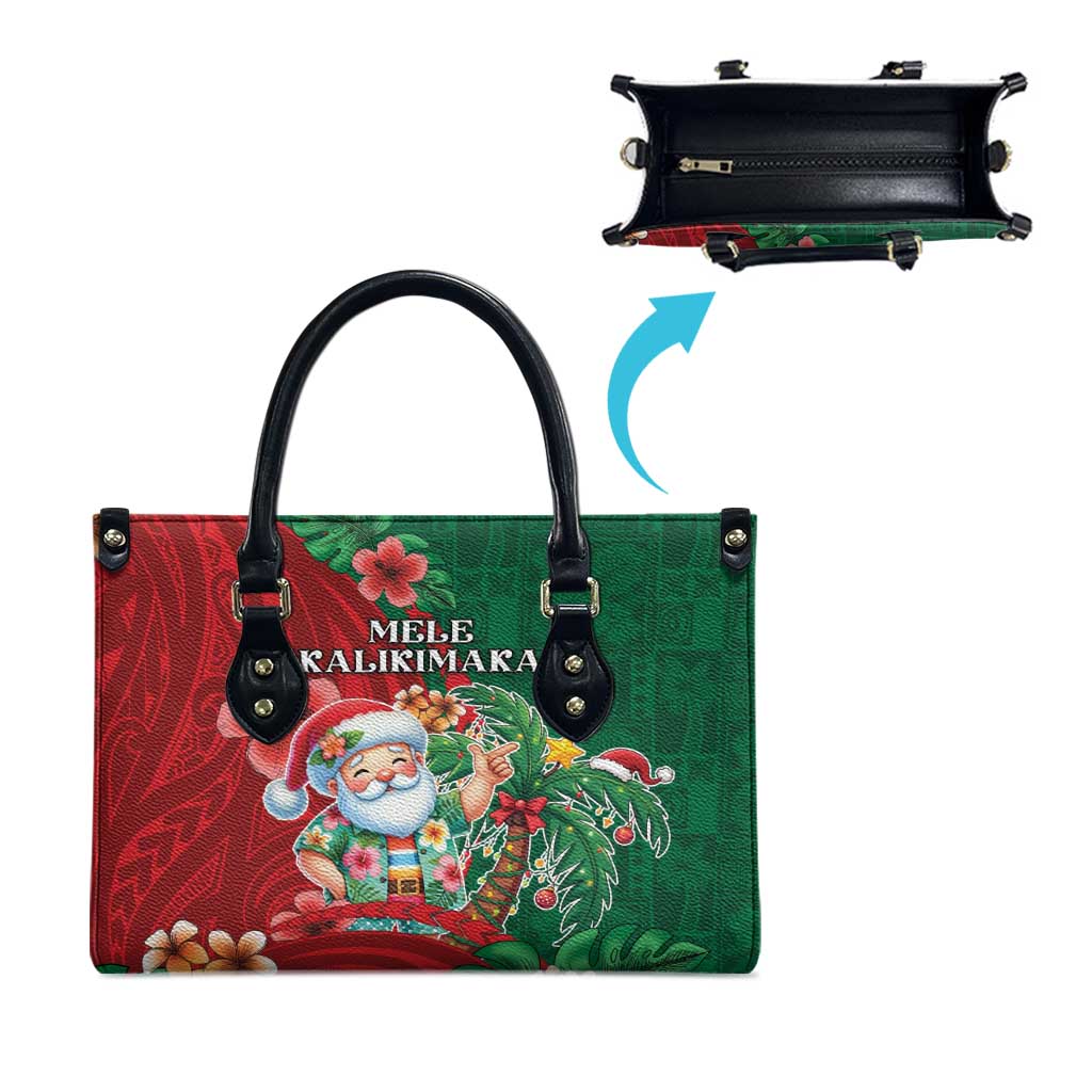 Hawaii Christmas Leather Bag Mele Kalikimaka Funny Hawaiian Santa - Polynesian Pride