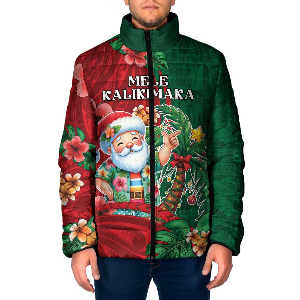 Hawaii Christmas Padded Jacket Mele Kalikimaka Funny Hawaiian Santa DT05 Men Green - Polynesian Pride