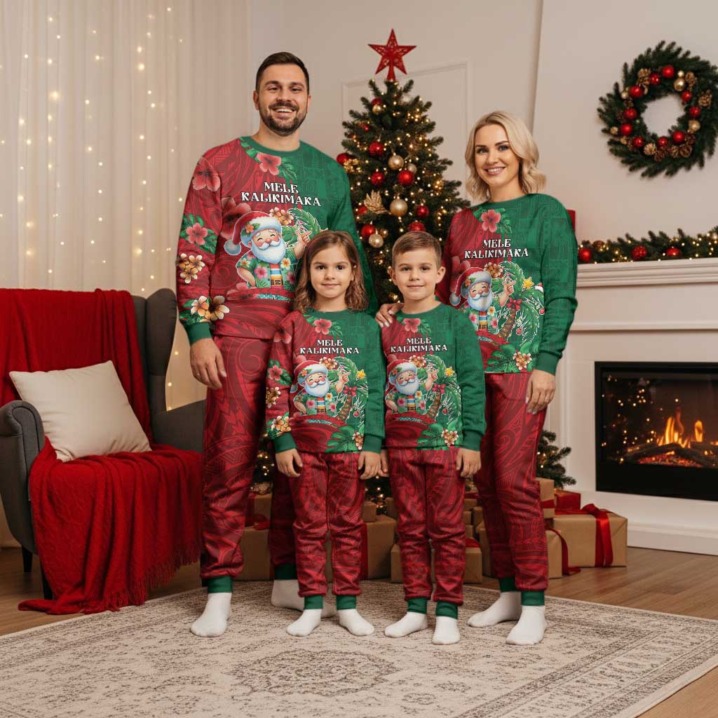 Hawaii Christmas Pajama Set Mele Kalikimaka Funny Hawaiian Santa - Polynesian Pride