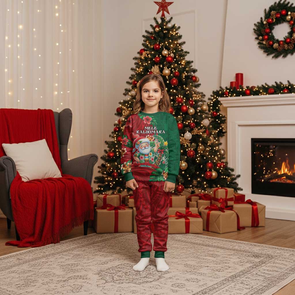 Hawaii Christmas Pajama Set Mele Kalikimaka Funny Hawaiian Santa - Polynesian Pride