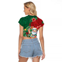 Hawaii Christmas Raglan Cropped T Shirt Mele Kalikimaka Funny Hawaiian Santa DT05 - Polynesian Pride