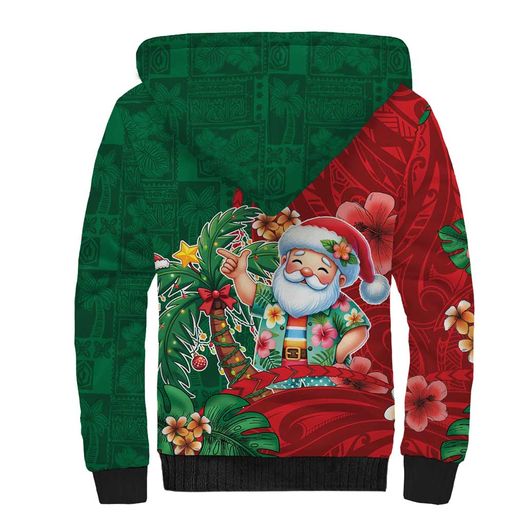 Hawaii Christmas Sherpa Hoodie Mele Kalikimaka Funny Hawaiian Santa DT05 - Polynesian Pride