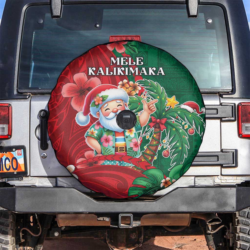 Hawaii Christmas Spare Tire Cover Mele Kalikimaka Funny Hawaiian Santa DT05 Green - Polynesian Pride
