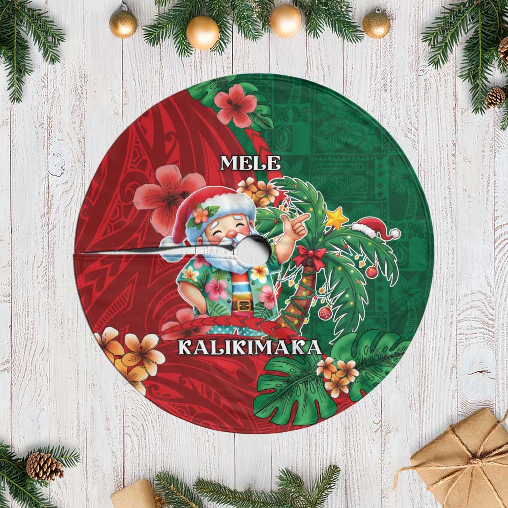 Hawaii Christmas Tree Skirt Mele Kalikimaka Funny Hawaiian Santa DT05 Casual Green - Polynesian Pride