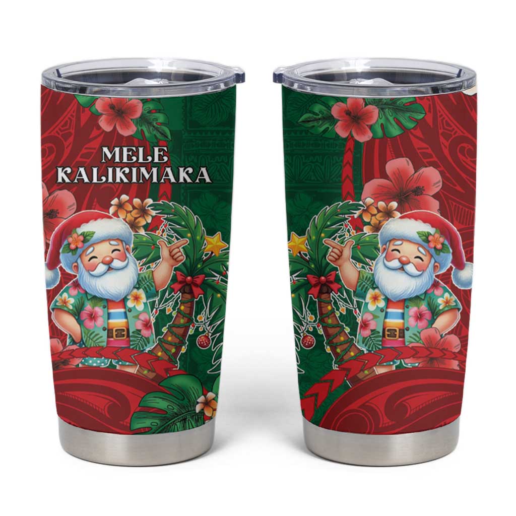 Hawaii Christmas Tumbler Cup Mele Kalikimaka Funny Hawaiian Santa DT05 Green - Polynesian Pride