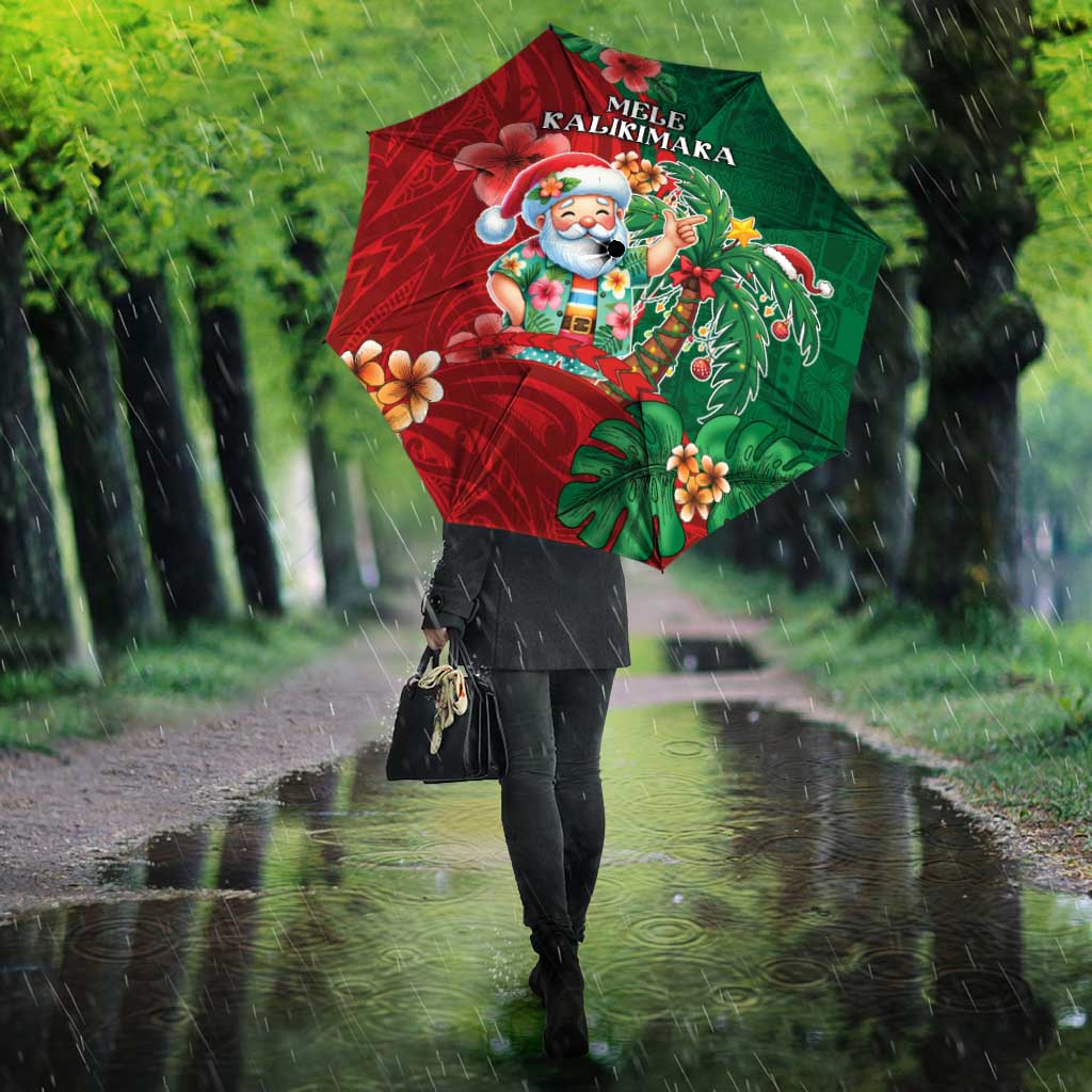 Hawaii Christmas Umbrella Mele Kalikimaka Funny Hawaiian Santa - Polynesian Pride
