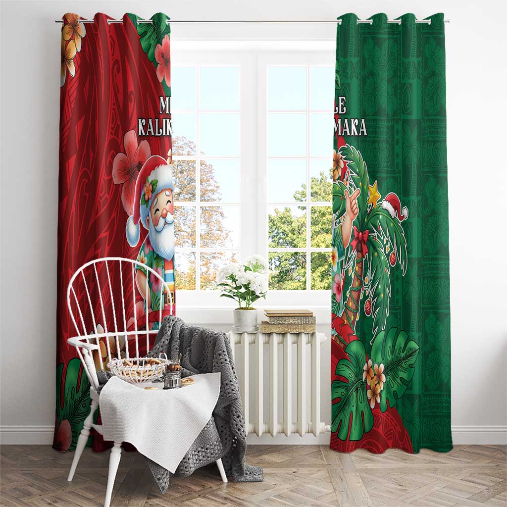 Hawaii Christmas Window Curtain Mele Kalikimaka Funny Hawaiian Santa - Polynesian Pride