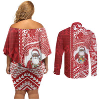 Tonga Christmas Couples Matching Off Shoulder Short Dress and Long Sleeve Button Shirt Kilisimasi Fiefia - Polynesian Pride