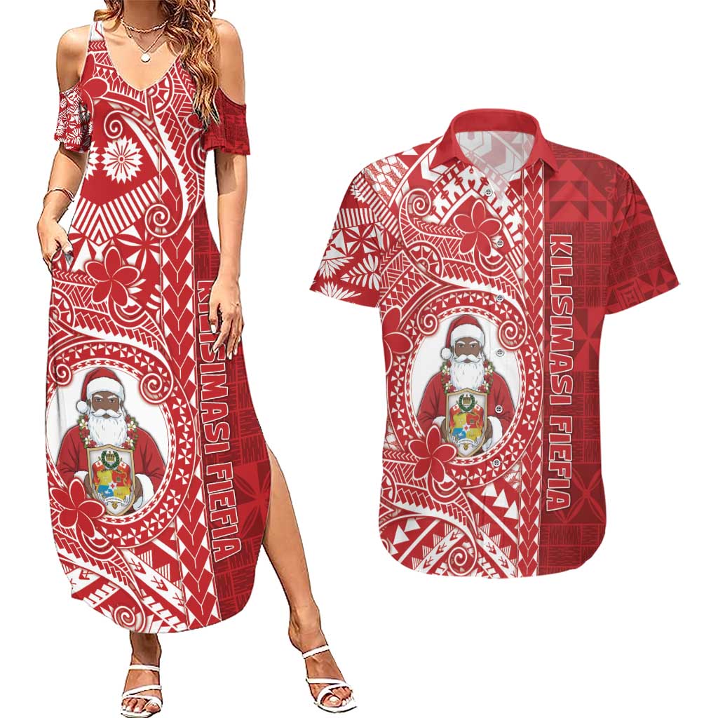 Tonga Christmas Couples Matching Summer Maxi Dress and Hawaiian Shirt Kilisimasi Fiefia - Polynesian Pride