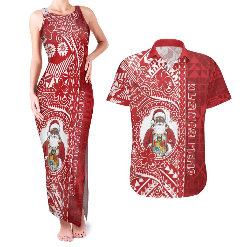 Tonga Christmas Couples Matching Tank Maxi Dress and Hawaiian Shirt Kilisimasi Fiefia - Polynesian Pride