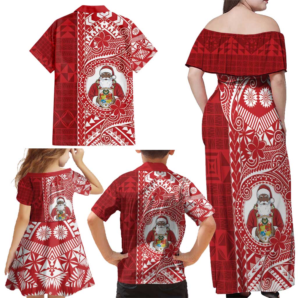 Tonga Christmas Family Matching Off Shoulder Maxi Dress and Hawaiian Shirt Kilisimasi Fiefia - Polynesian Pride