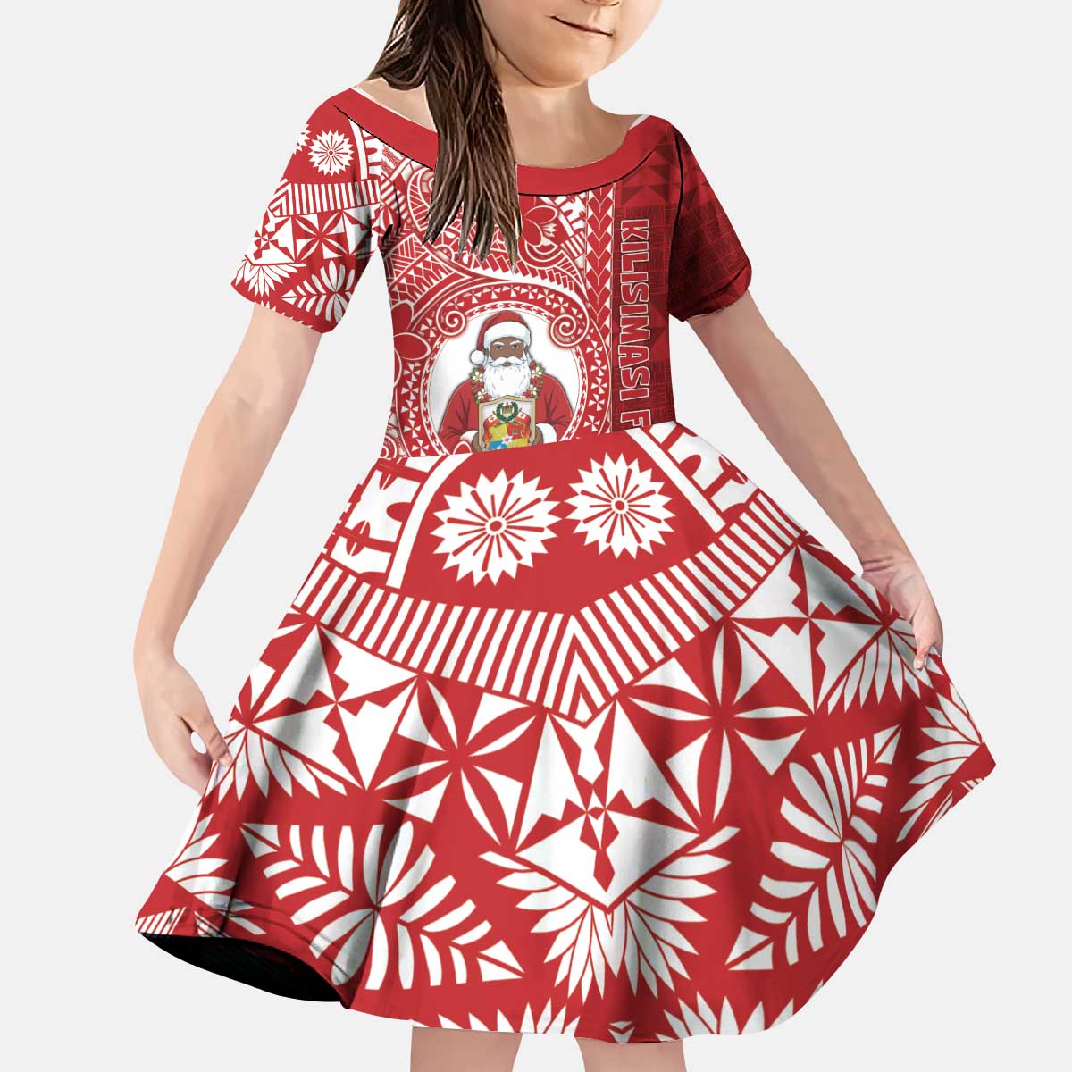 Tonga Christmas Kid Short Sleeve Dress Kilisimasi Fiefia - Polynesian Pride