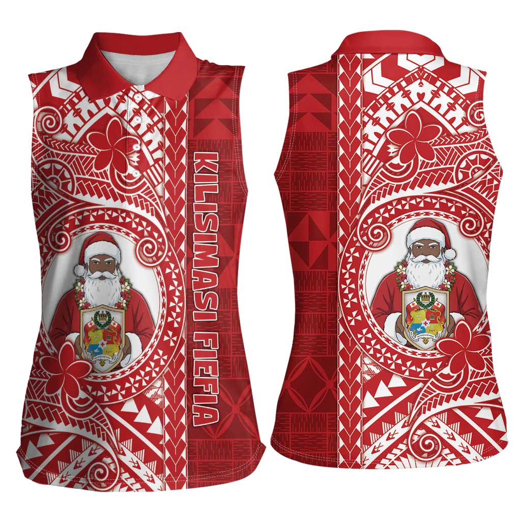 Tonga Christmas Women Sleeveless Polo Shirt Kilisimasi Fiefia - Polynesian Pride