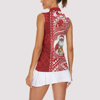 Tonga Christmas Women Sleeveless Polo Shirt Kilisimasi Fiefia - Polynesian Pride