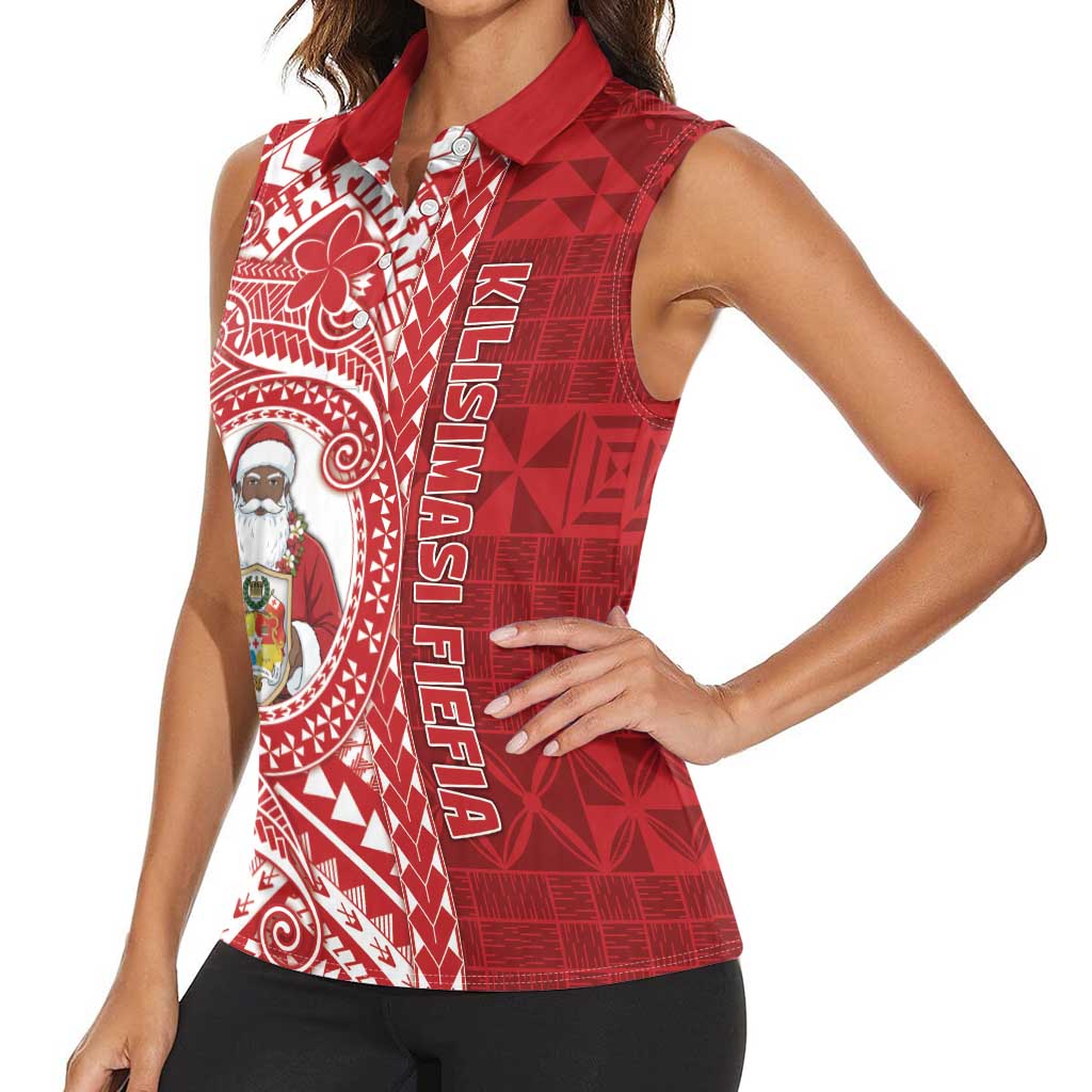 Tonga Christmas Women Sleeveless Polo Shirt Kilisimasi Fiefia - Polynesian Pride