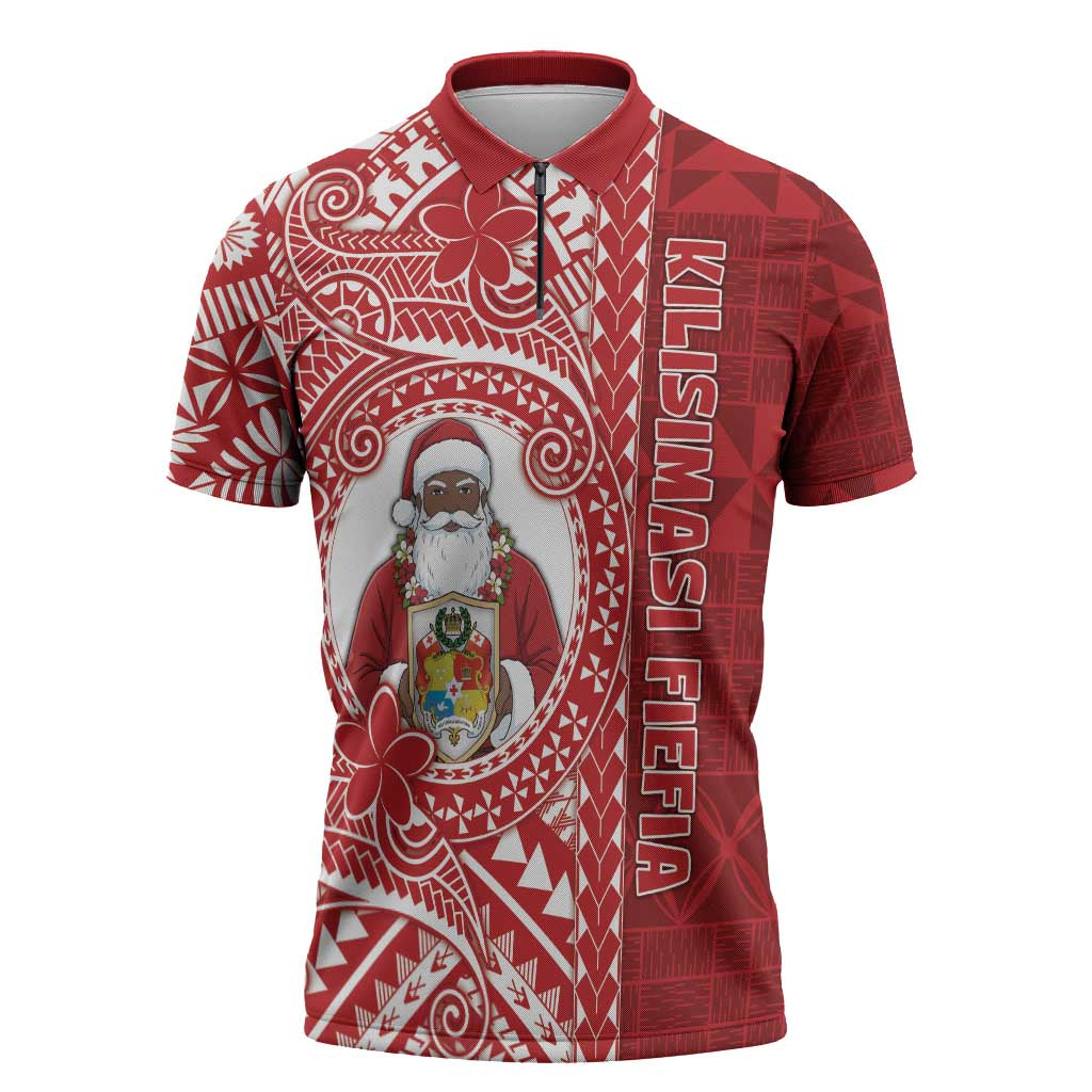 Tonga Christmas Zipper Polo Shirt Kilisimasi Fiefia - Polynesian Pride