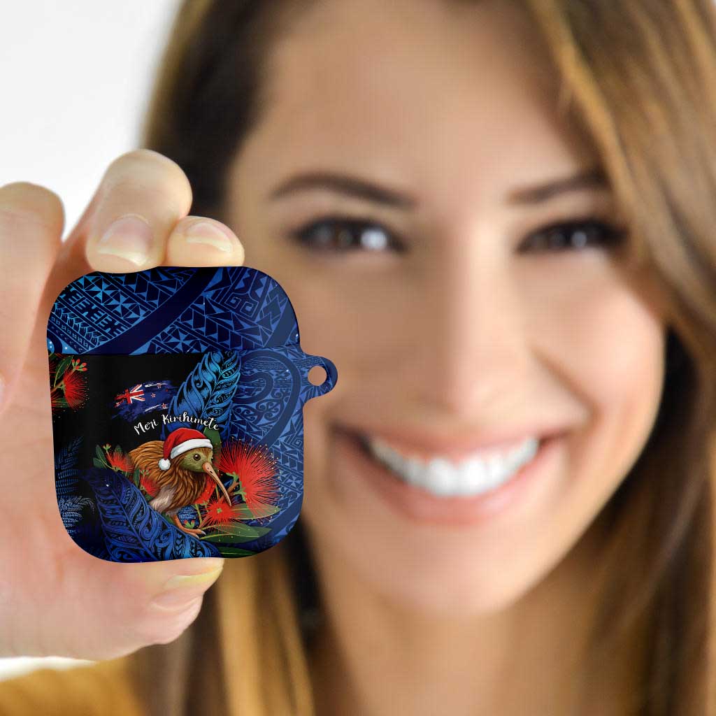 New Zealand Christmas AirPods Case Santa Kiwi Bird With Pohutukawa Flowers - Polynesian Pride