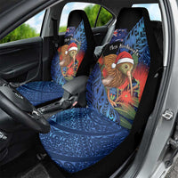 New Zealand Christmas Car Seat Cover Santa Kiwi Bird With Pohutukawa Flowers DT05 - Polynesian Pride