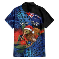 Personalised New Zealand Christmas Family Matching Long Sleeve Bodycon Dress and Hawaiian Shirt Santa Kiwi Bird With Pohutukawa Flowers DT05 - Polynesian Pride