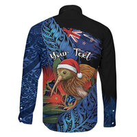 Personalised New Zealand Christmas Family Matching Long Sleeve Bodycon Dress and Hawaiian Shirt Santa Kiwi Bird With Pohutukawa Flowers DT05 - Polynesian Pride