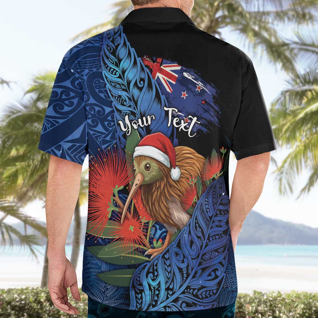 Personalised New Zealand Christmas Hawaiian Shirt Santa Kiwi Bird With Pohutukawa Flowers DT05 - Polynesian Pride