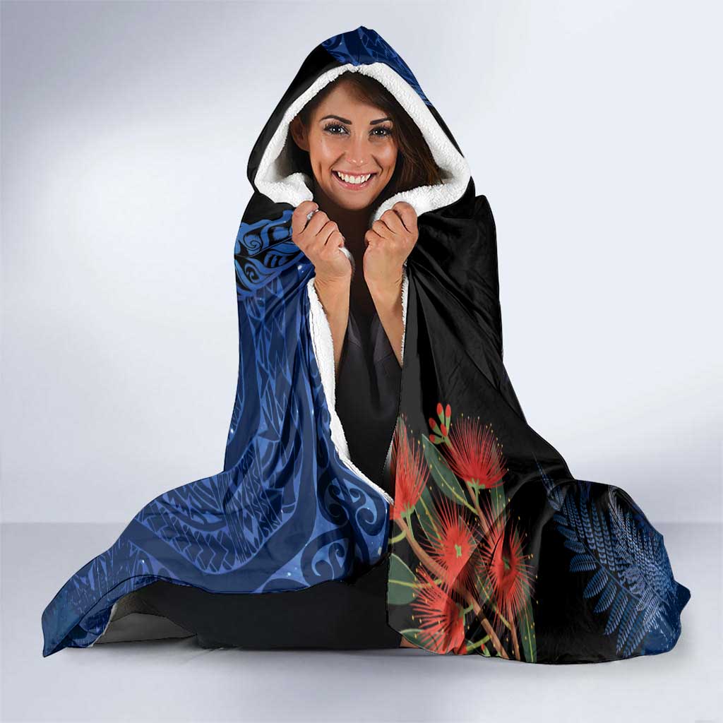New Zealand Christmas Hooded Blanket Santa Kiwi Bird With Pohutukawa Flowers DT05 - Polynesian Pride