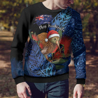 Personalised New Zealand Christmas Ugly Christmas Sweater Santa Kiwi Bird With Pohutukawa Flowers DT05 - Polynesian Pride