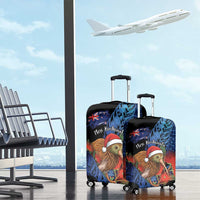New Zealand Christmas Luggage Cover Santa Kiwi Bird With Pohutukawa Flowers DT05 - Polynesian Pride