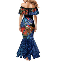 Personalised New Zealand Christmas Mermaid Dress Santa Kiwi Bird With Pohutukawa Flowers DT05 - Polynesian Pride