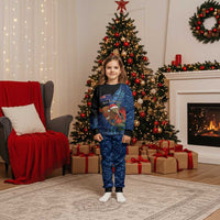 Personalised New Zealand Christmas Pajama Set Santa Kiwi Bird With Pohutukawa Flowers - Polynesian Pride