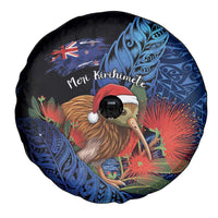 New Zealand Christmas Spare Tire Cover Santa Kiwi Bird With Pohutukawa Flowers DT05 - Polynesian Pride